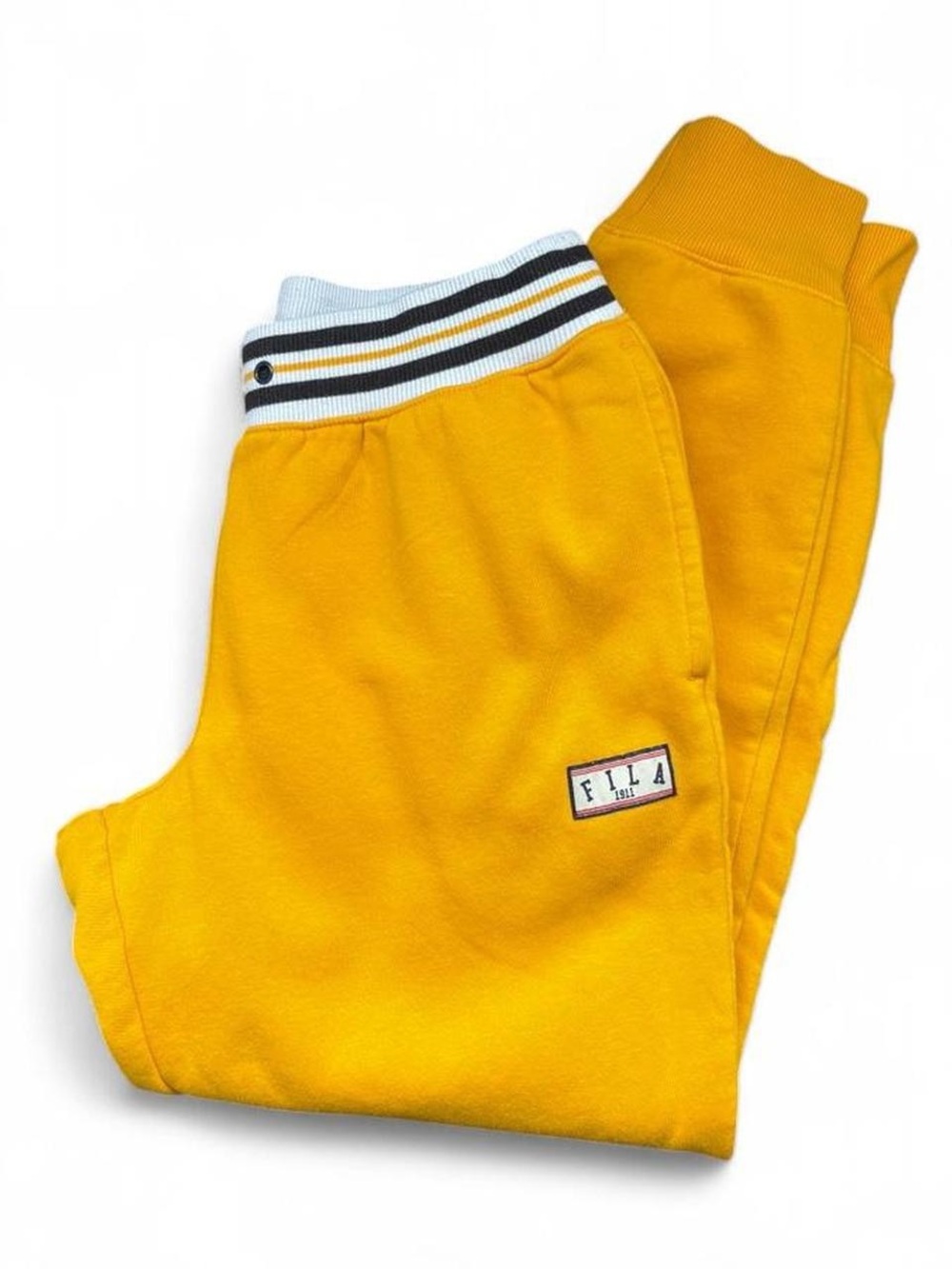 FILA Yellow Jogger Bottoms Sz Small Sweatpants Sporty Bright Athleisure Cozy